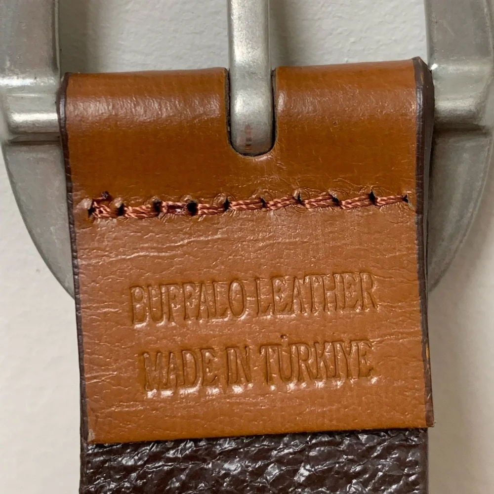 Women’s Tan Buffalo Leather Silver Buckle Belt